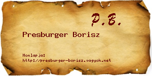 Presburger Borisz névjegykártya